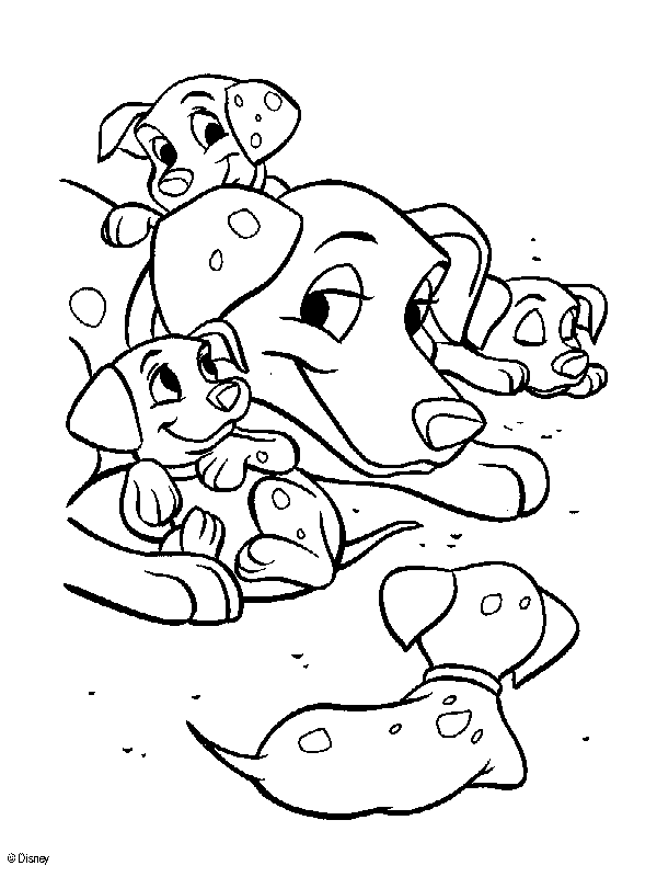 coloriage 101 dalmatiens maman et ses bebes